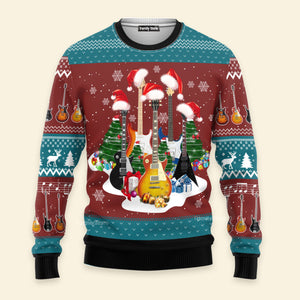 Guitar Ugly Christmas Sweater For Men And Women