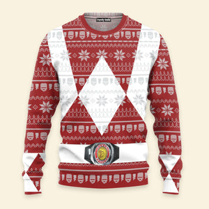 Red Mighty Morphin Power Ranger - Ugly Christmas Sweater