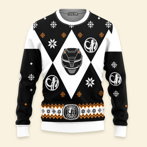 Mighty Morphin Power Rangers Black - Costume Cosplay Ugly Christmas Sweater