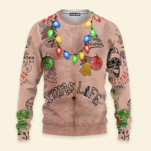 Topless Xmas Life Santa Ugly Christmas Sweater - Funny Gift For Friend, Family Member