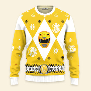 Mighty Morphin Power Rangers Yellow - Costume Cosplay Ugly Christmas Sweater