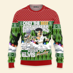 Elvis Only The Best Grandmas Listen To Elvis - Costumes Cosplay Ugly Christmas Sweater