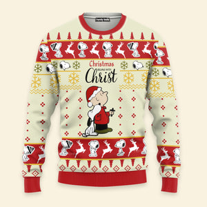 Christmas Begin With Christ Dog and Friends Ugly Christmas Sweater Xmas Gift DN100