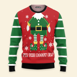 Bossy Elf Ugly Christmas Sweater For Men And Women