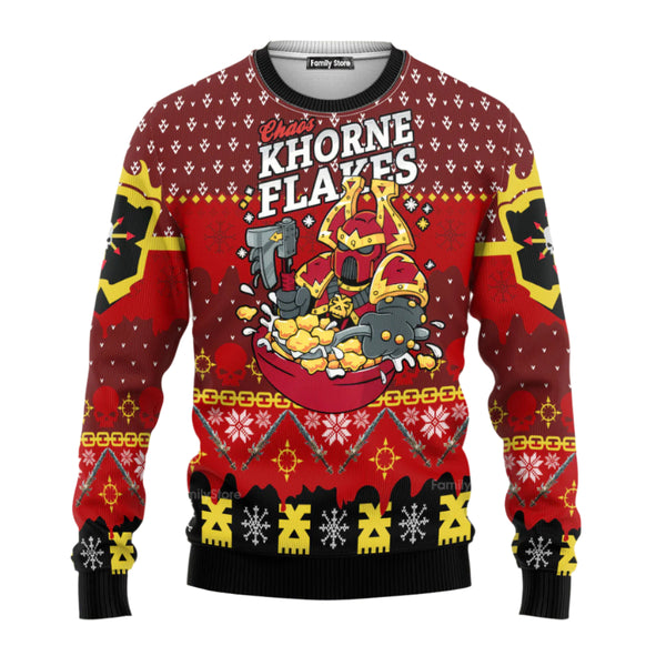 FamilyStore Warhammer Chaos Khorne Flakes Iconic - Ugly Christmas Sweater