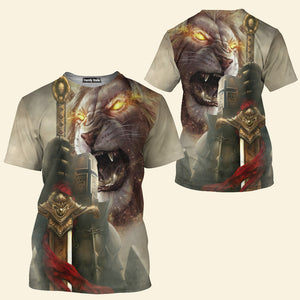 Jesus Lion With Sword - 3D Tshirt