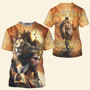 FamilyStore I Believe In God Our Father Christ The Son Jesus Lion - 3D TShirt