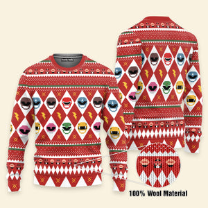 Red Mighty Morphin Power Rangers - Christmas Ugly Sweatshirt