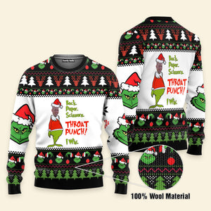 Rock Scissors Paper A Quick Game With Green Monster - Personalized Ugly Sweater NA94