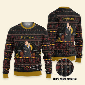 Wizrad Couple Harry Potter - Gift For Couple, Husband Wife, Anniversary - Personalized Ugly Sweater - CL20 NH96