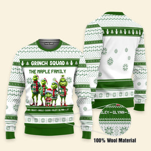 Grinch Squad - Personalized Green Monster Christmas Ugly Sweatshirt TM10 DN100