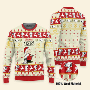 Christmas Begin With Christ Dog and Friends Ugly Christmas Sweater Xmas Gift DN100