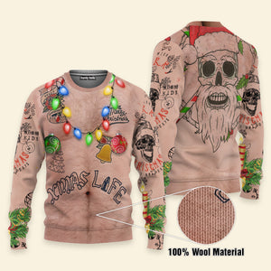 Topless Xmas Life Santa Ugly Christmas Sweater - Funny Gift For Friend, Family Member