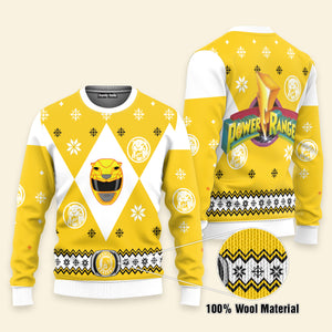 Mighty Morphin Power Rangers Yellow - Costume Cosplay Ugly Christmas Sweater