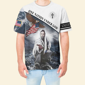 One Nation Under God Jesus Give His Hand T-shirt For Men And Women