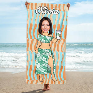 Custom Face Bring The Joy - Gift For Friend, Family - Personalized Beach Towel