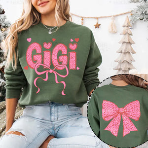 Gigi Nana And Kids Lovely Bow - Personalized Sweatshirt With Design On Sleeve - Meaningful Valentine Gifts For Grandma, Mom, Wife - NH96