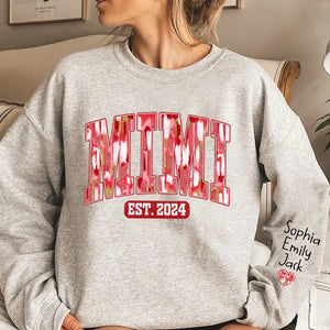 Grandma Heart XoXo Brushstroke - Personalized Sweatshirt With Design On Sleeve - Meaningful Gifts For Grandma, Mom, Wife | Custom Sleeve NH96