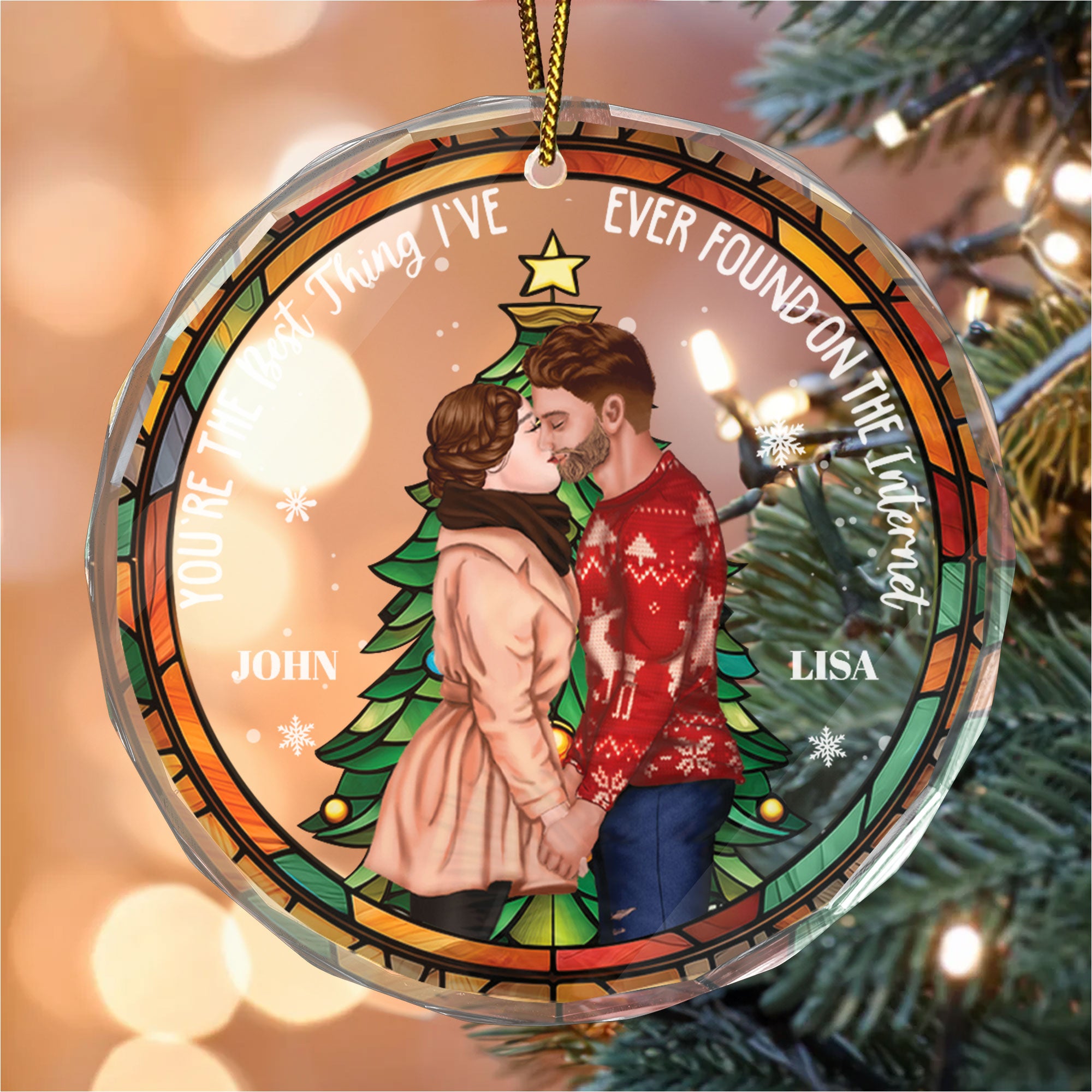 You Are The Best Thing Found On The Internet - Gift for Couples, Wedding - Personalized Glass Ornament - CL30 NH96