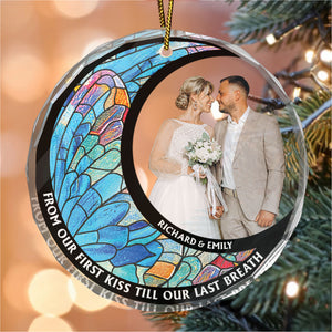 Custom Photo From Our First Kiss Till Our Last Breath - Gift for Couples, Wedding - Personalized Glass Ornament