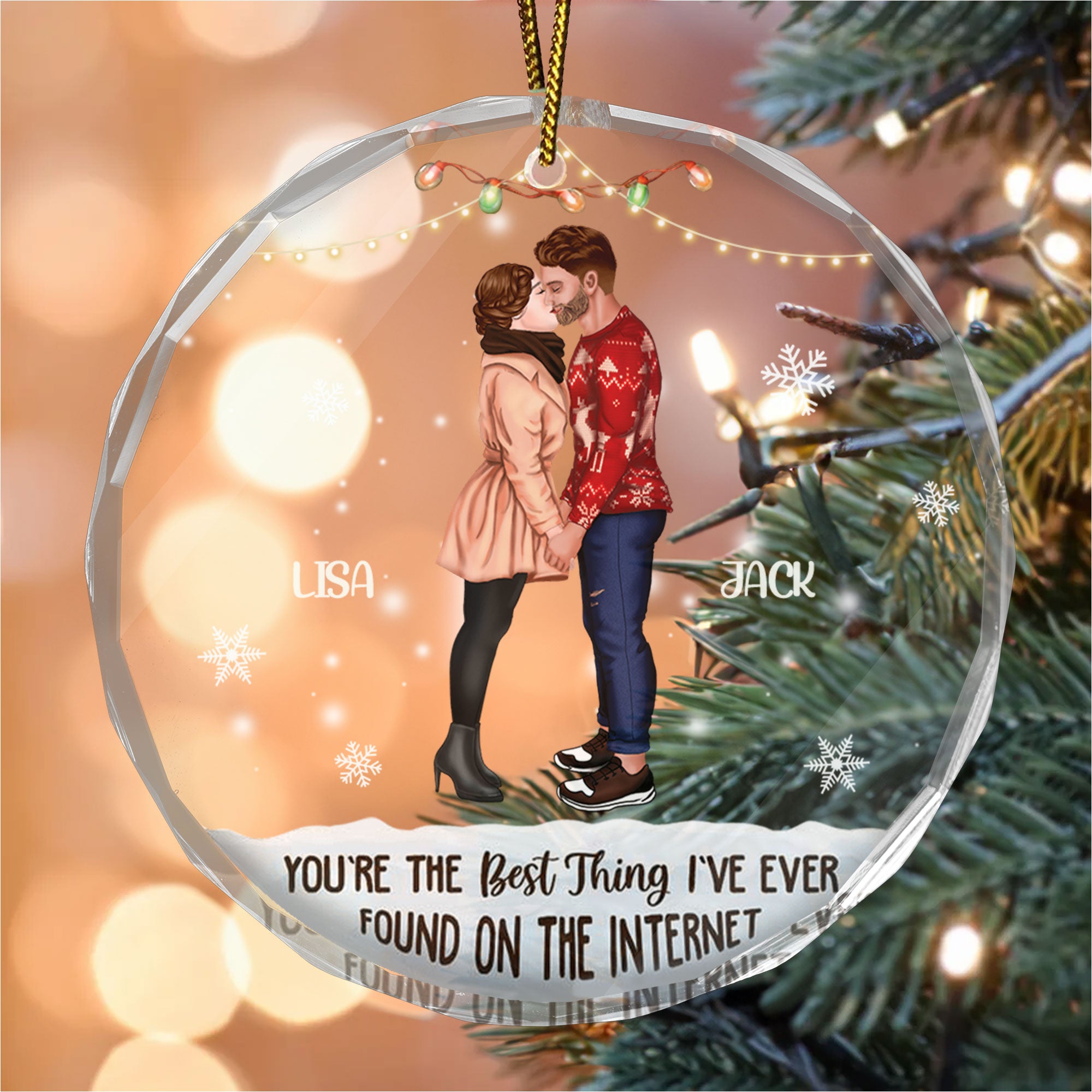 Kissing Couple Best Thing On The Internet - Gift for Couples, Wedding - Personalized Glass Ornament - CL30