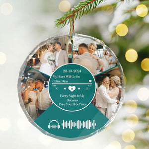 Custom Photo Couple Music Lover - Gift for Couples, Wedding - Personalized Glass Ornament NH96