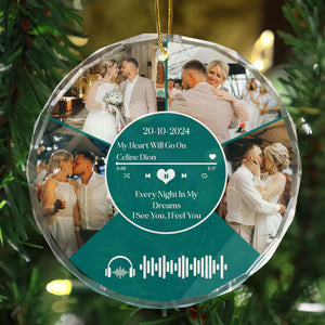 Custom Photo Couple Music Lover - Gift for Couples, Wedding - Personalized Glass Ornament NH96