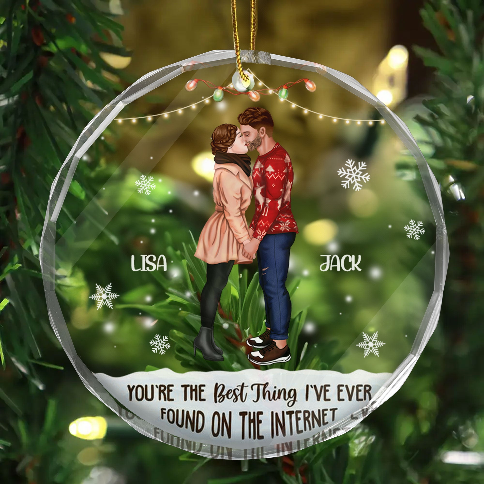 Kissing Couple Best Thing On The Internet - Gift for Couples, Wedding - Personalized Glass Ornament - CL30