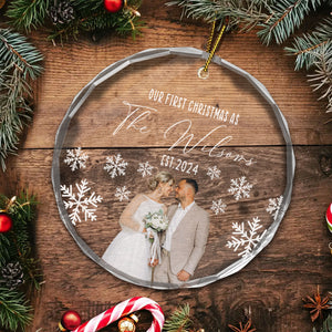 Custom Photo Our First Chistmas As The - Gift for Couples, Wedding - Personalized Glass Ornament NH96