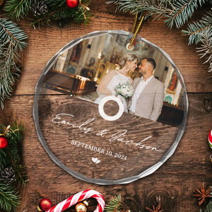 Custom Photo Record Player - Gift For Married Couple Date, Wedding, Anniversary - Personalized Glass Ornament NH96