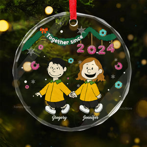 Together Sice Peanuts - Personalized Glass Ornament - Gift For Couple, Husband Wife, Anniversary, Engagement, Wedding, Marriage Gift - CL48 NH96