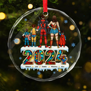 The Super Hero Team We Are In 2024 Merry Christmas  - Gift For Family - Personalized Glass Ornament - CL02 NA94