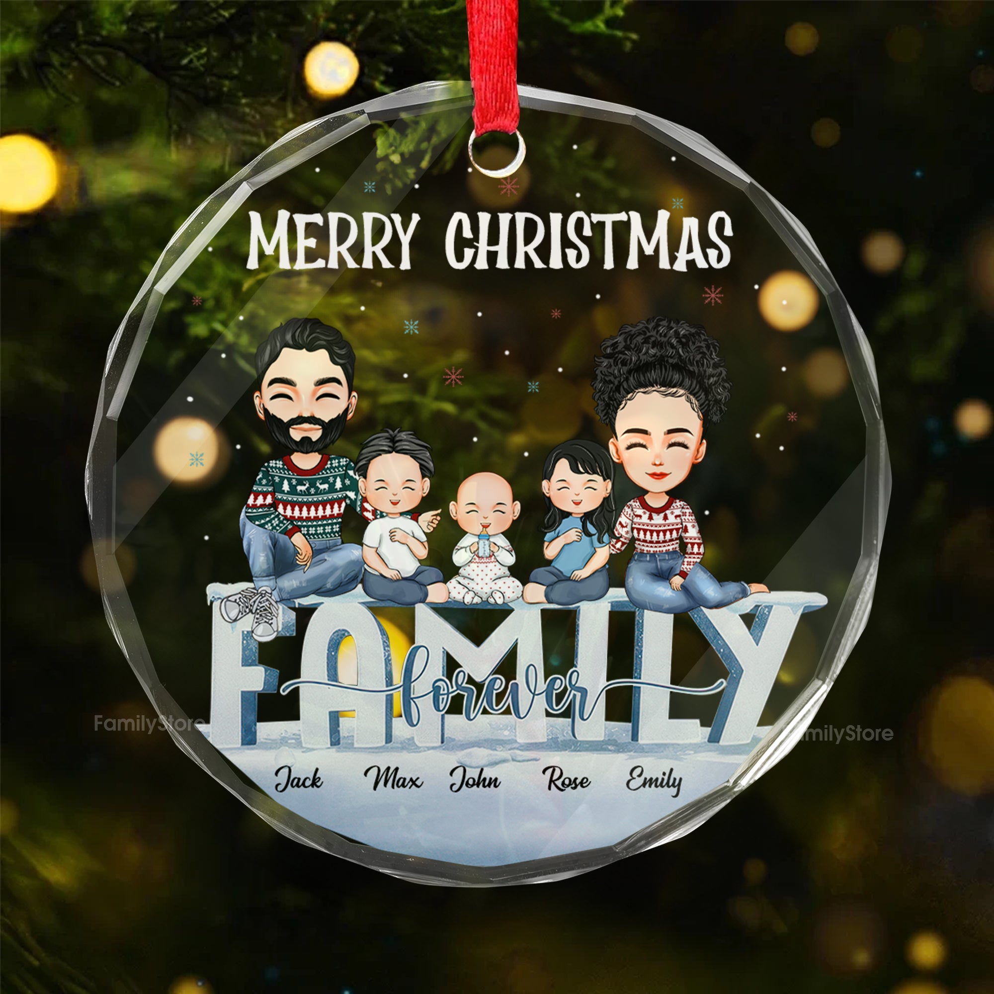 Christmas Is A Time For My Family - Gift For Family - Personalized Glass Ornament - CL33 NA94