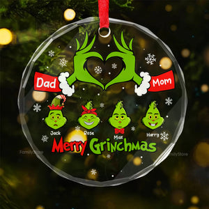 Christmas With Us The Family Or Green Monster - Gift For Family - Personalized Glass Ornament - CL42 NA94