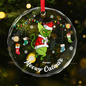 Meowy Catmas To All Of You Grinch Cats- Gift For Cat Lover, Pet Lovers - Personalized Glass Ornament - CL16 NH96