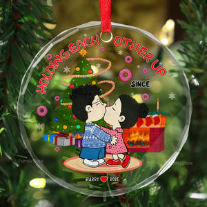 Peanuts Holding Each Other Up - Gift For Couples - Personalized Glass Ornament - CL45 NH96