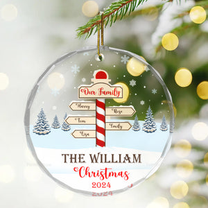 Christmas Snowy Winter Family Names - Gift For Family - Personalized Glass Ornament - NA94