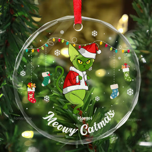 Meowy Catmas To All Of You Grinch Cats- Gift For Cat Lover, Pet Lovers - Personalized Glass Ornament - CL16 NH96