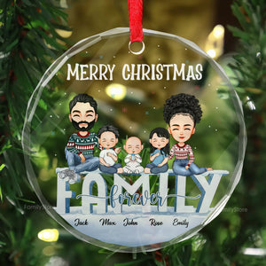 Christmas Is A Time For My Family - Gift For Family - Personalized Glass Ornament - CL33 NA94