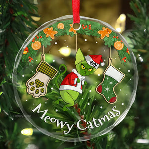 All I Want For Christmas Is Meow Grinch Cats- Gift For Cat Lover, Pet Lovers - Personalized Glass Ornament - CL16 NH96