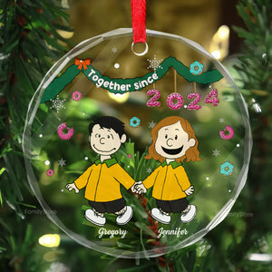 Together Sice Peanuts - Personalized Glass Ornament - Gift For Couple, Husband Wife, Anniversary, Engagement, Wedding, Marriage Gift - CL48 NH96