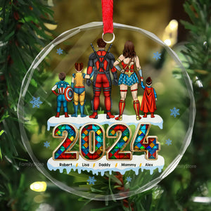 The Super Hero Team We Are In 2024 Merry Christmas  - Gift For Family - Personalized Glass Ornament - CL02 NA94