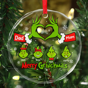 Christmas With Us The Family Or Green Monster - Gift For Family - Personalized Glass Ornament - CL42 NA94