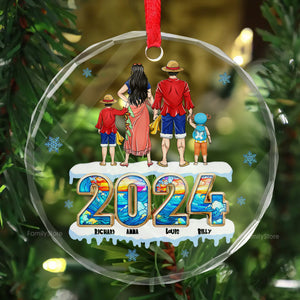 Best Pirate Family One Piece - Personalized Glass Ornament - Gift Christmas For Family Memmber, Gift For Mom, Gift for Dad - CL11 NH96