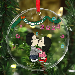 Together Sice Peanuts - Personalized Glass Ornament - Gift For Couple, Husband Wife, Anniversary, Engagement, Wedding, Marriage Gift - CL45 NH96