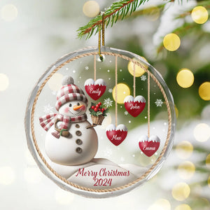 We Are A Snowman Family - Gift For Family Members, Friends - Personalized Glass Ornament - NA94