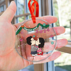 Together Sice Peanuts - Personalized Glass Ornament - Gift For Couple, Husband Wife, Anniversary, Engagement, Wedding, Marriage Gift - CL45 NH96