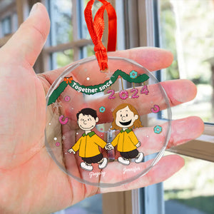 Together Sice Peanuts - Personalized Glass Ornament - Gift For Couple, Husband Wife, Anniversary, Engagement, Wedding, Marriage Gift - CL48 NH96