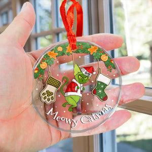 All I Want For Christmas Is Meow Grinch Cats- Gift For Cat Lover, Pet Lovers - Personalized Glass Ornament - CL16 NH96