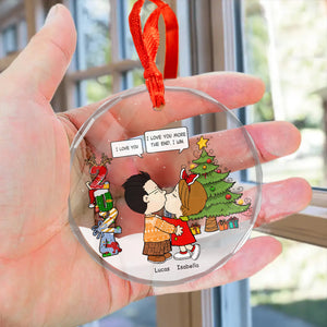 Peanuts I Love You More The End I Win - Personalized Glass Ornament - Gift For Couple, Husband Wife, Anniversary, Engagement, Wedding, Marriage Gift - CL45 NH96